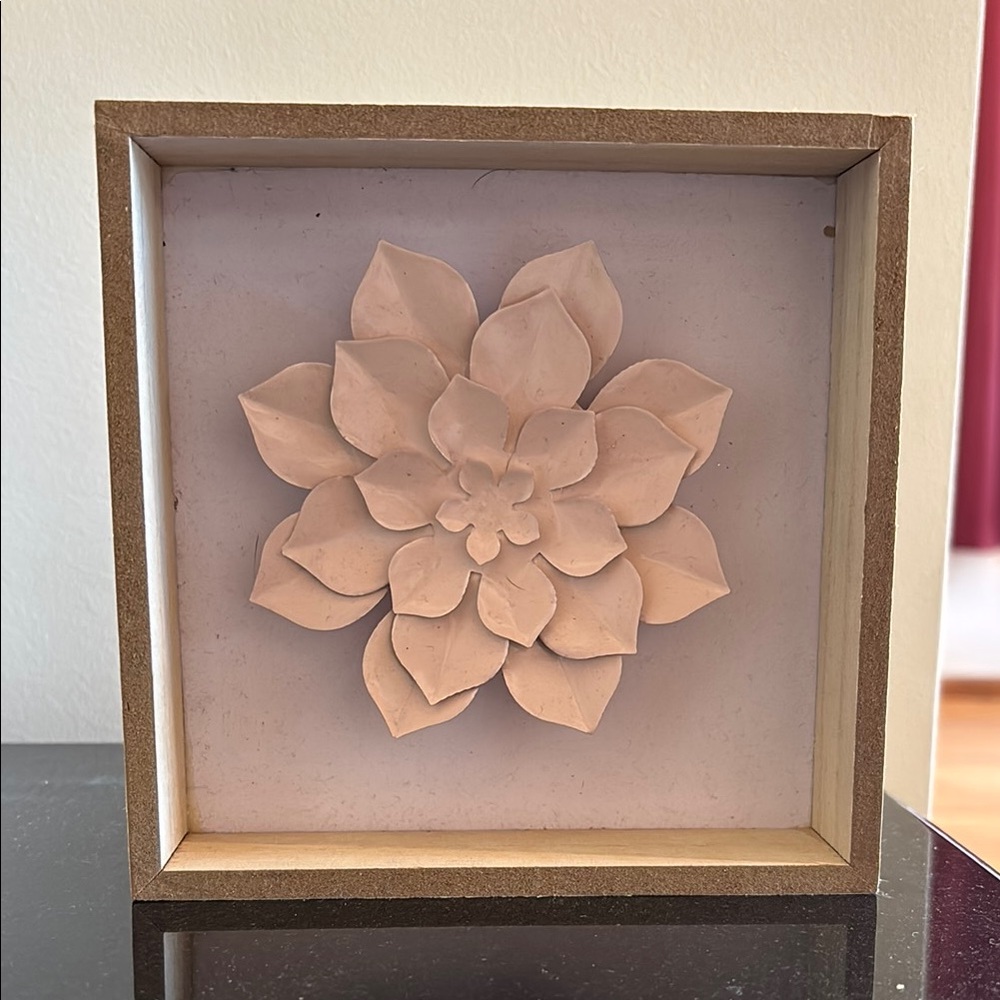 Pink Floral Art in Wooden Frame